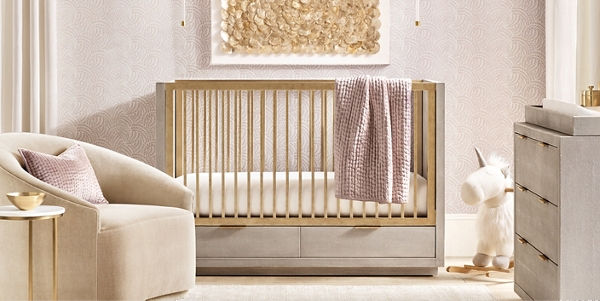 nursery with grey furniture