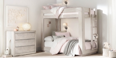 white timber bunk beds