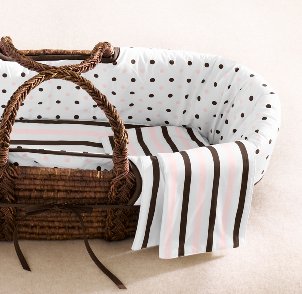 Italian Contrast Dot Moses Basket Bedding