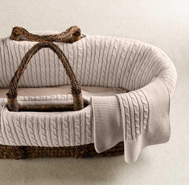 Cable Knit Moses Basket Bedding