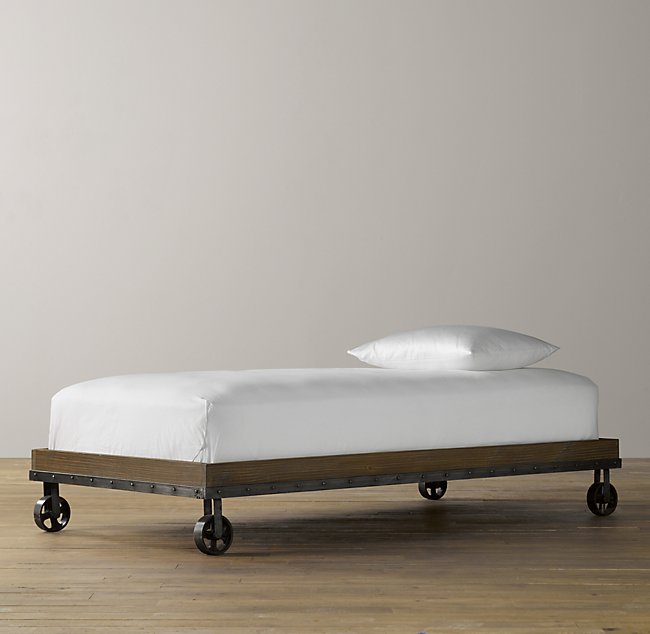 Industrial Cart Platform Bed, Esdale Modern & Contemporary King Upholstered Platform Bed