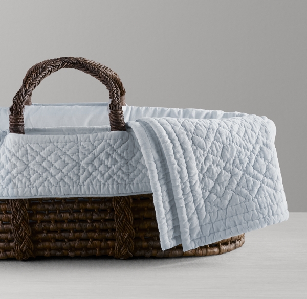 Heirloom Quilted Voile Moses Basket Bedding & Espresso ...