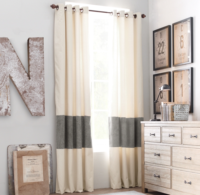 Vintage Canvas Stripe Drapery Panel