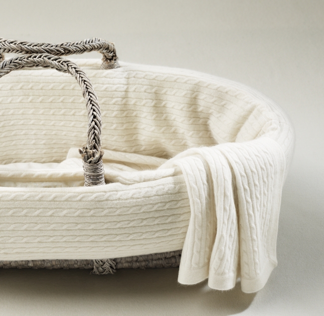 Cable Knit Cashmere Moses Basket Bedding