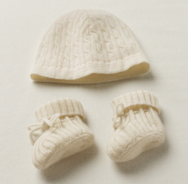 cashmere baby hat and booties