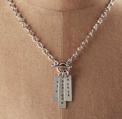 Personalized Sterling Silver Toggle Necklace
