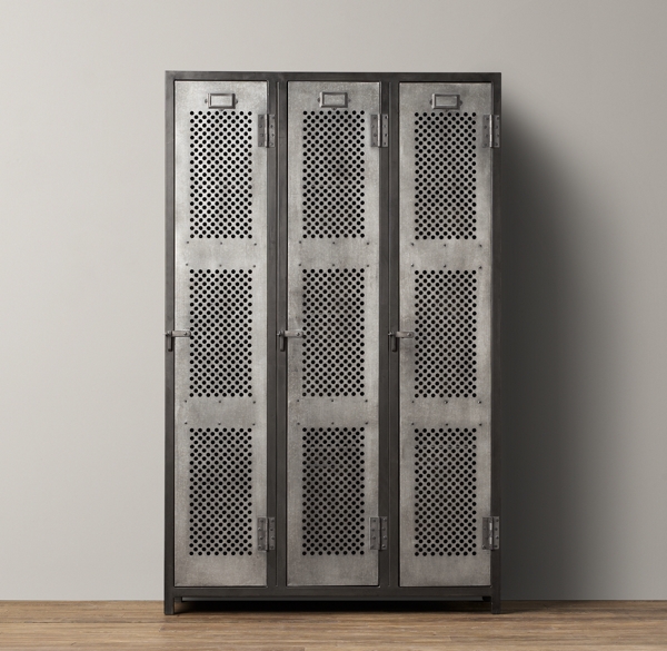 Vintage Locker 3-Door Perforated Cabinet