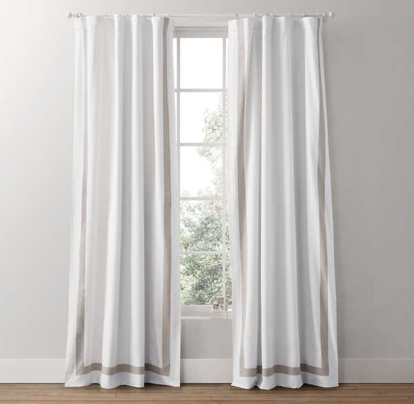 Appliquéd Frame Cotton Canvas Drapery Panel