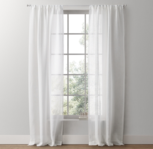 Sheer Belgian Linen Drapery Panel