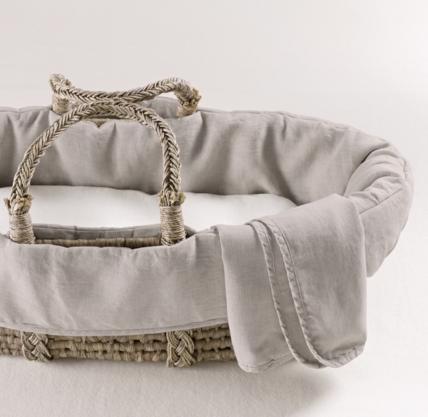 Washed Organic Linen Moses Basket Bedding