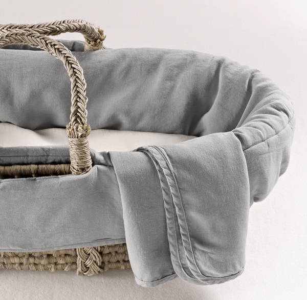 Washed Organic Linen Moses Basket Bedding