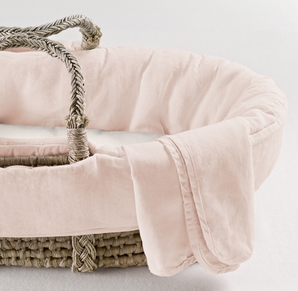 Washed Organic Linen Moses Basket Bedding