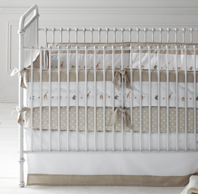 Embroidered Safari Pin Dot Nursery Bedding Collection