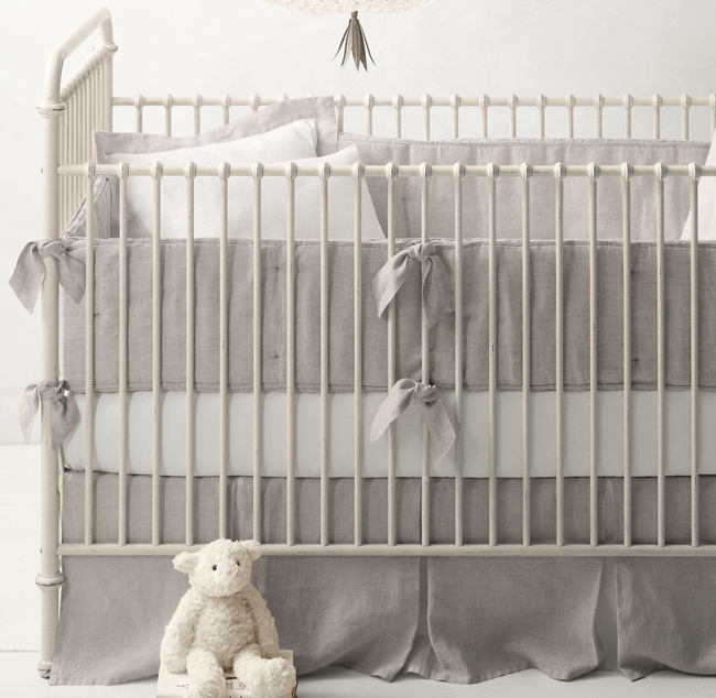 Washed Organic Linen Solid Crib Bumper