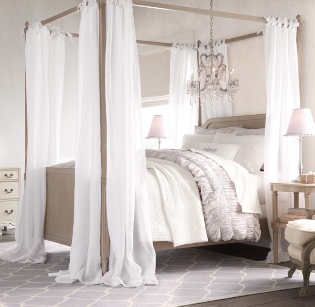 Sheer Belgian Linen Bed Canopy Panels Set Of 2