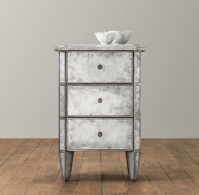Ava Mirrored 3 Drawer Nightstand