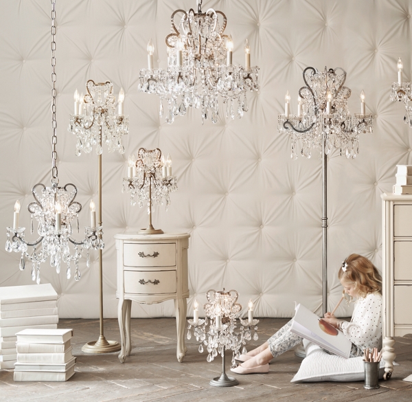 Manor Court Crystal 4-Arm Chandelier - Aged Gold