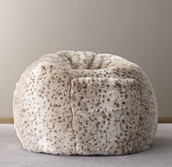 Luxe Faux Fur Bean Bag - Snow Leopard