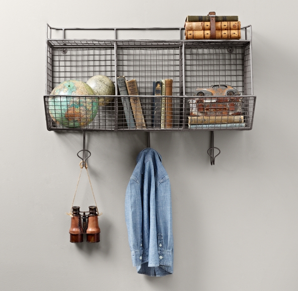 Industrial 3-Bin Wall Shelf