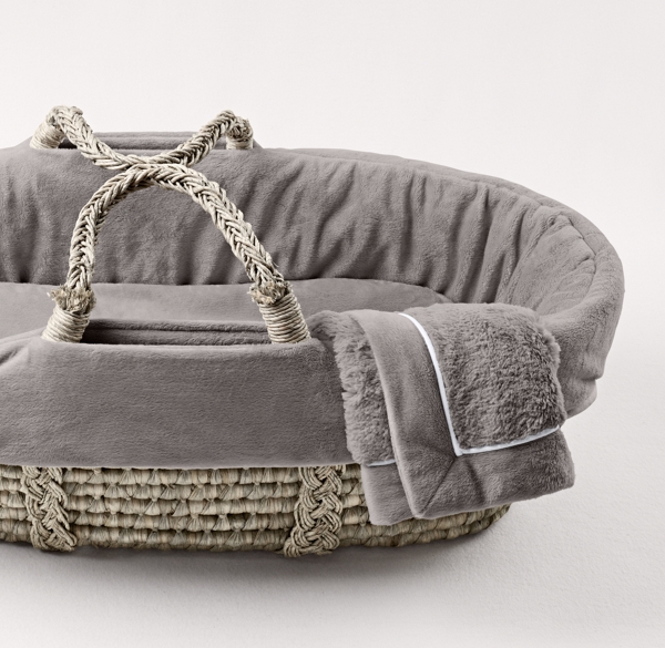 grey moses basket bedding