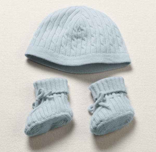 cashmere baby hat and booties