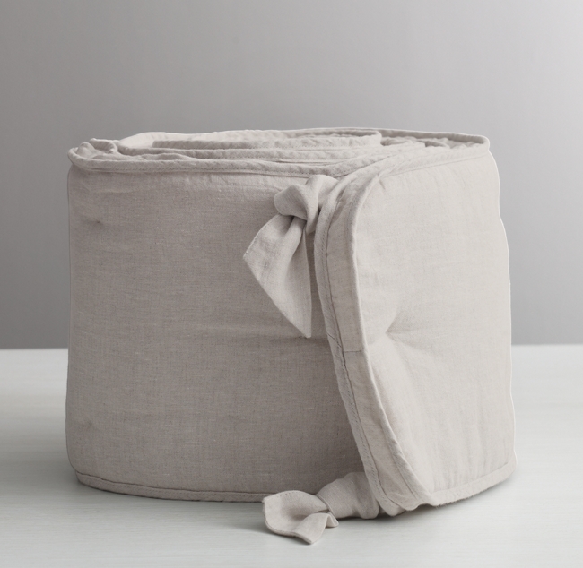 Washed Organic Linen Round Crib Bumper