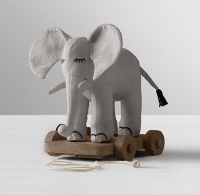 Chambray Pull Toy - Elephant