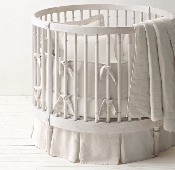 Washed Organic Linen Round Nursery Bedding Collection