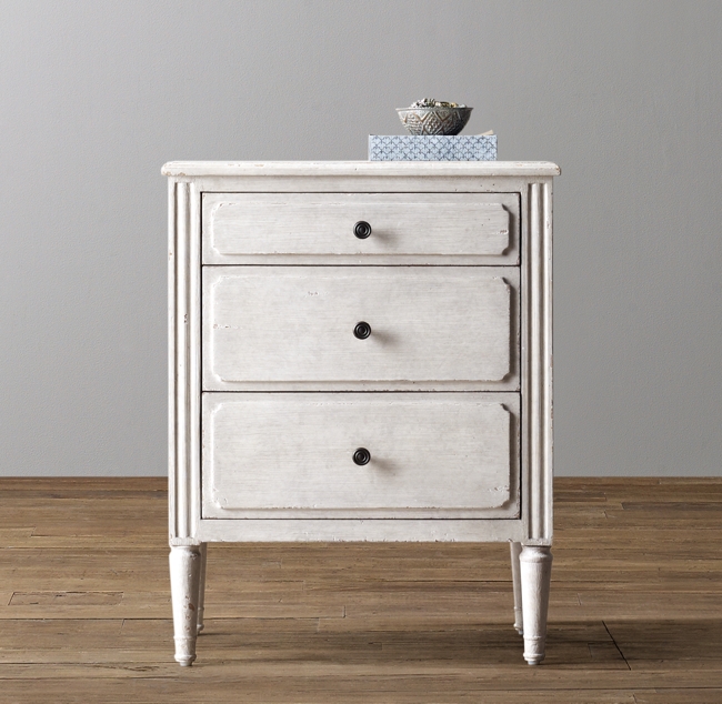 Marcelle 3 Drawer Nightstand Vintage Grey