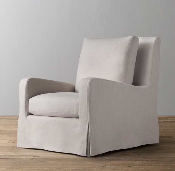 slipcovered swivel glider chair