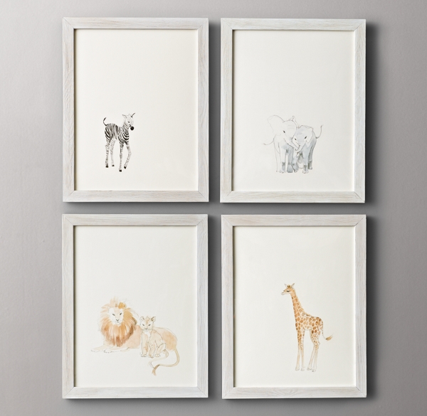 watercolor animal paintings for nursery