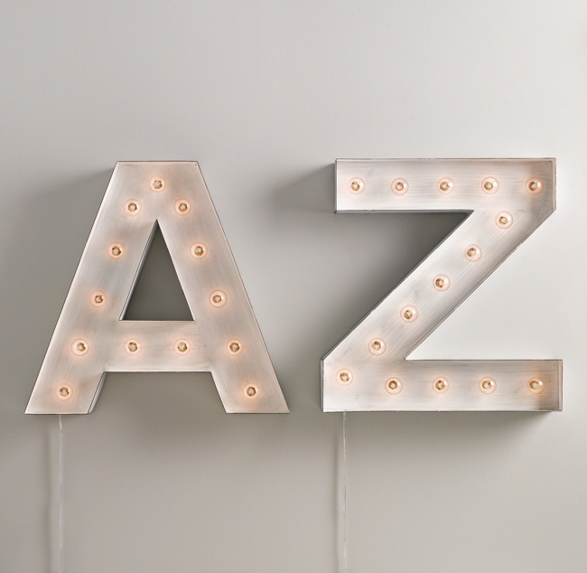 Vintage Illuminated Marquee Letter White