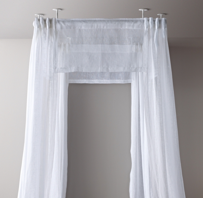 Classic Sheer Belgian Linen Four Poster Canopy With Valances
