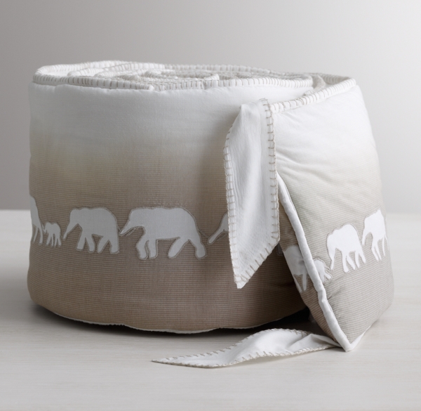 Appliquéd Elephant Ombré Crib Bumper