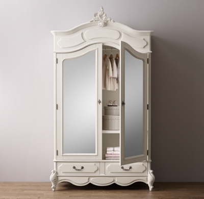 Marielle Armoire With Mirror Doors, Wardrobe Armoire With Mirror