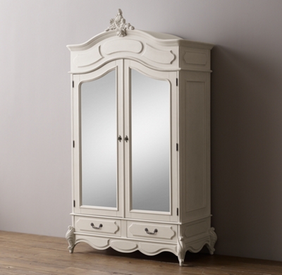 Marielle Armoire With Mirror Doors, White Armoire With Mirror