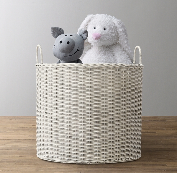 black and white toy basket