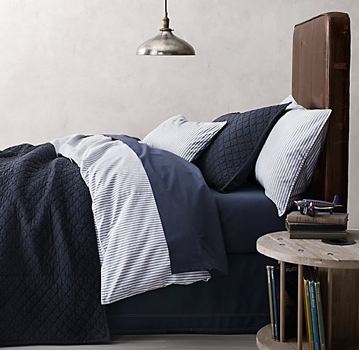 Henley Stripe & Vintage-Washed Percale Bedding Collection
