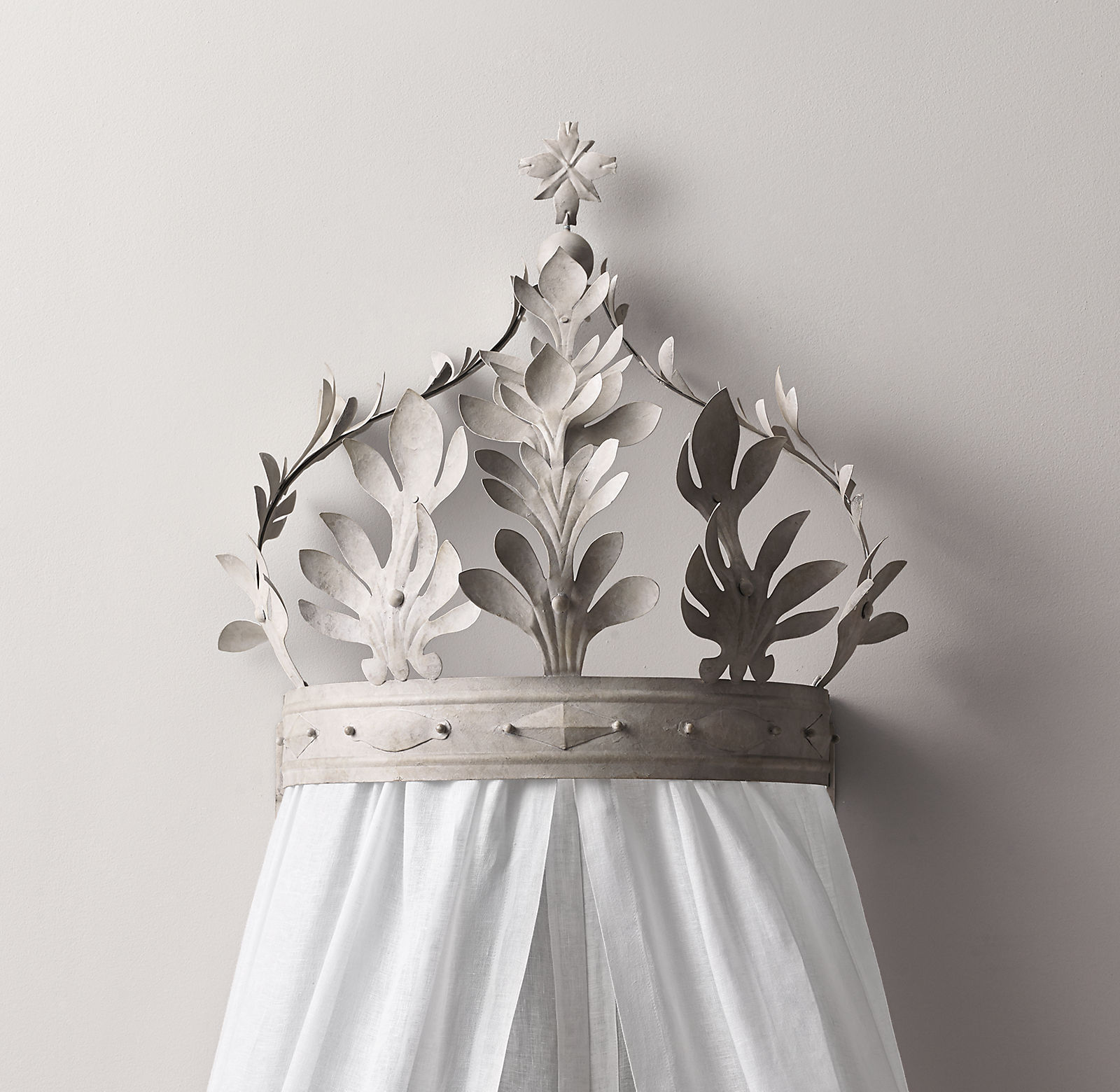 Heirloom White Demilune Metal Canopy Bed Crown