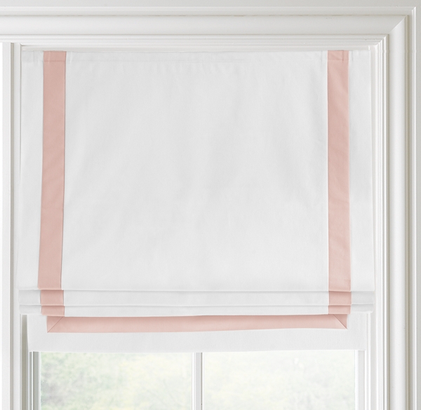 Appliquéd Frame Cotton Canvas Roman Shade