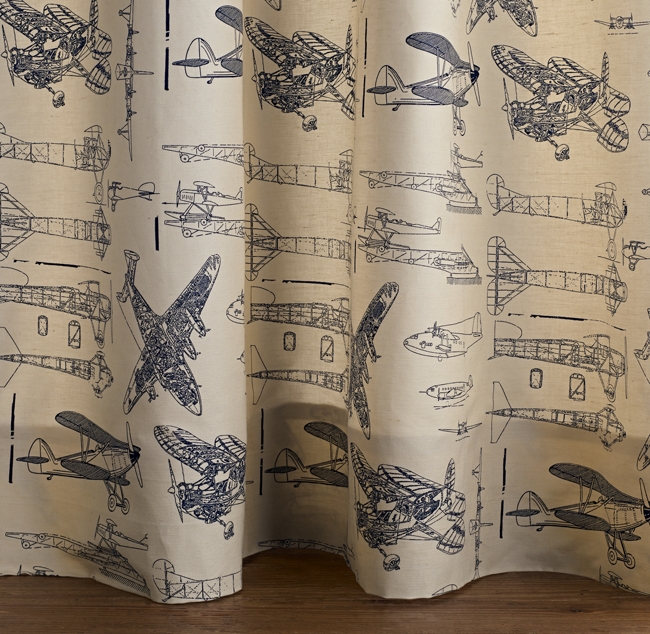 Vintage Airplane Blueprint Drapery Panel