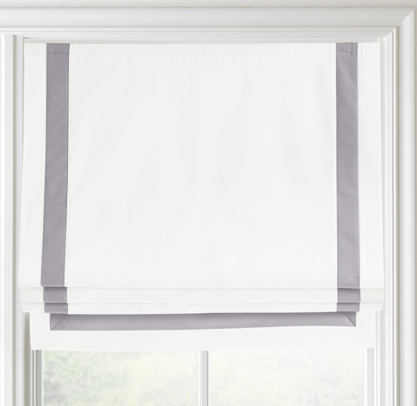 Appliquéd Frame Cotton Canvas Roman Shade