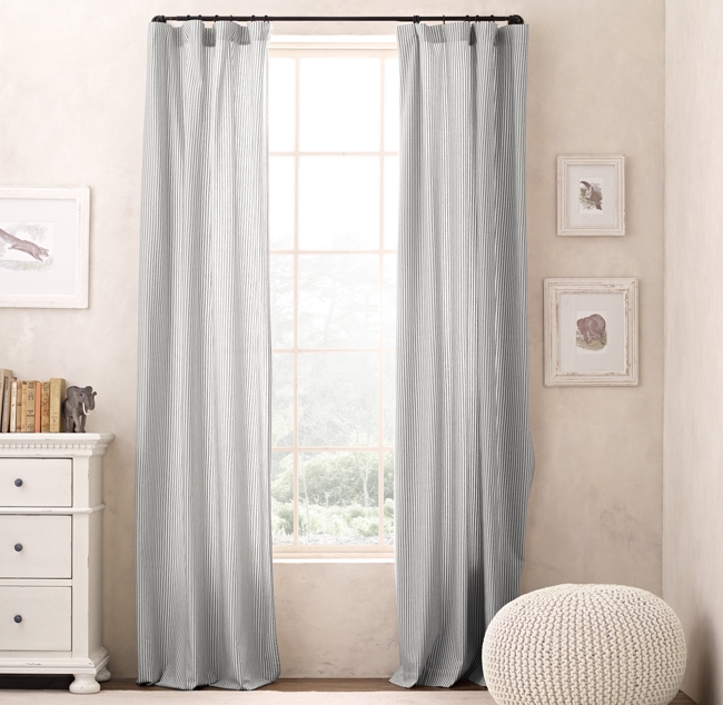 Garment Dyed Ticking Stripe Drapery Panel