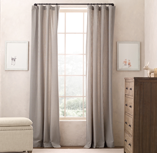 Garment Dyed Ticking Stripe Drapery Panel