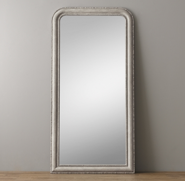 19th C. Louis Philippe Leaner Mirror Vintage Grey