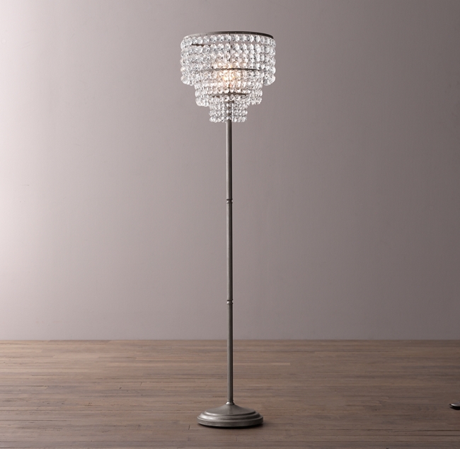 Soho Crystal Floor Lamp Aged Pewter