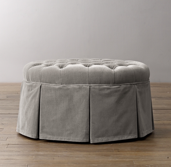 Classic Round Tufted Velvet Ottoman