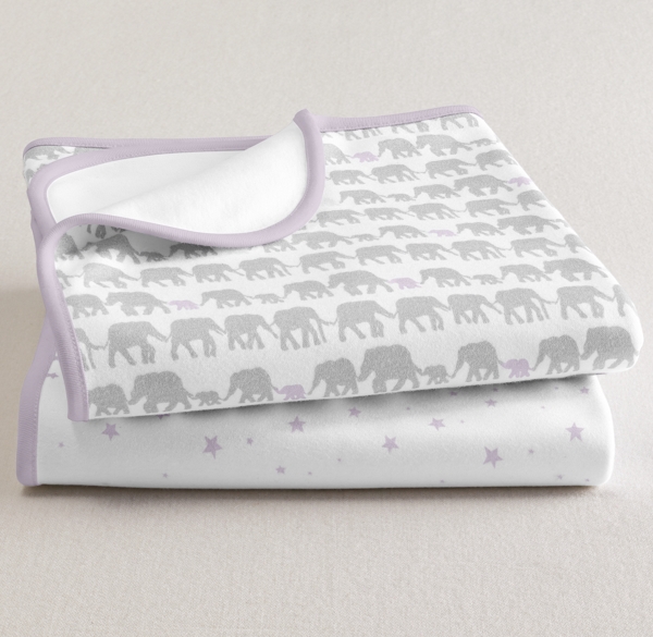 Petite Nursery Jersey Swaddle Blanket Set of 2 Lilac
