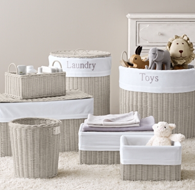 toy shelves with baskets