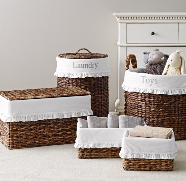 Seagrass Ruffled Cotton Storage Liners